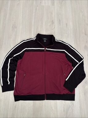 🔥BUNDLESALE Mens 2XL Midnight Velvet Burgundy and Black Zip-Up Track Jacket